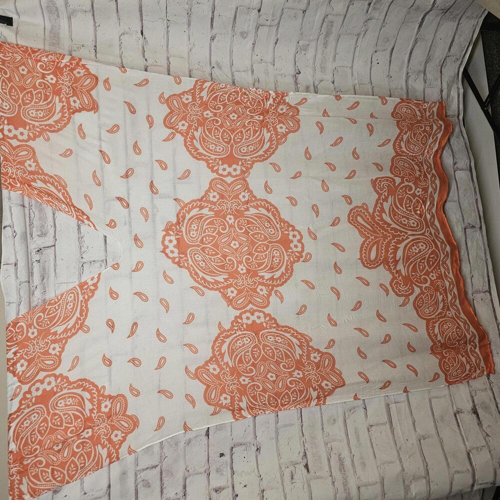 Orange and White Paisley Beach Wrap Scarf - Picture 5 of 6